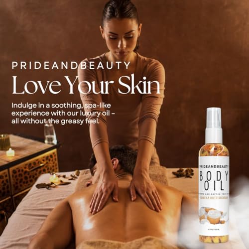 PrideandBeauty Vanilla After Shower Oil - Hydrating Body Oil, 4 oz