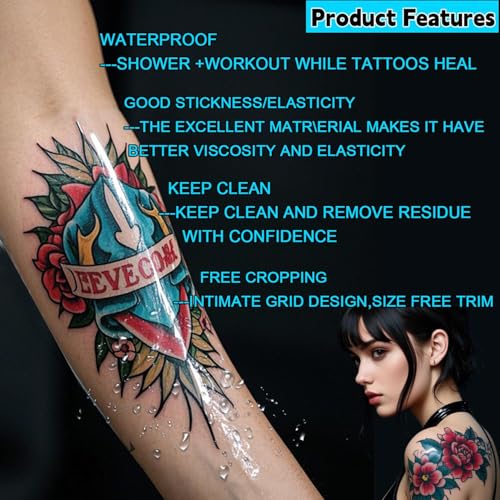 ANAMPION Waterproof Tattoo Aftercare Bandage, 10" x 2 Yard Healing Film