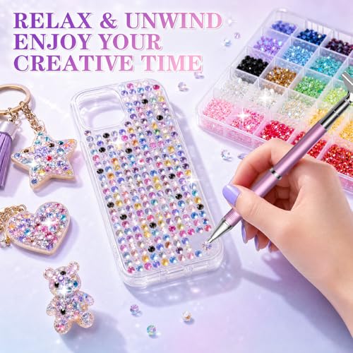 Fcoget 28000pcs Resin Rhinestones Bedazzling Kit with Tools
