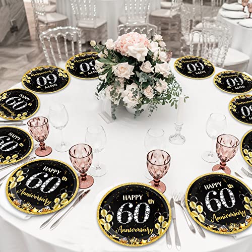 60th Wedding Anniversary Paper Plates - 48 Disposable Dessert Plates