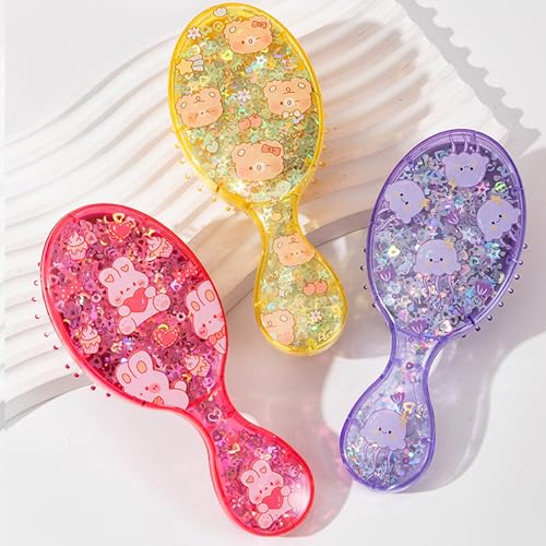 Mini Glitter Detangling Hair Brush for Kids & Adults - Purple