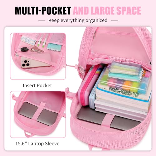 Lightweight See-Through Mesh Backpack for School & Beach - Pink