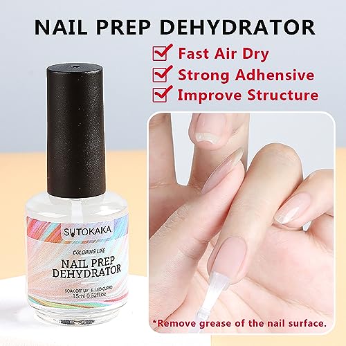 SUTOKAKA Nail Prep Dehydrator & Primer Set - 15ml Acid-Free