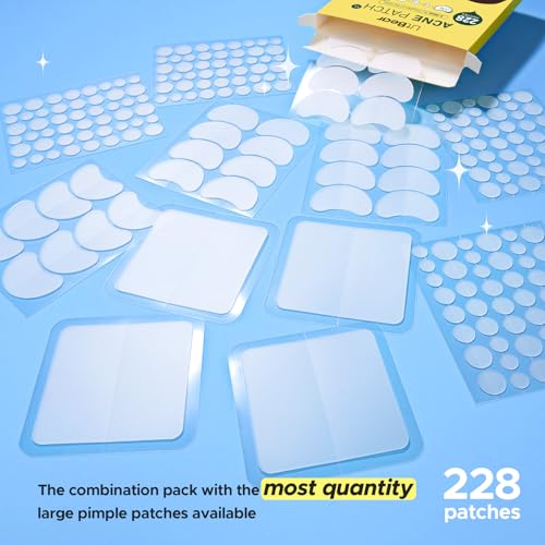 LitBear Large Pimple Patches - XL Hydrocolloid Acne Stickers (228 Count)