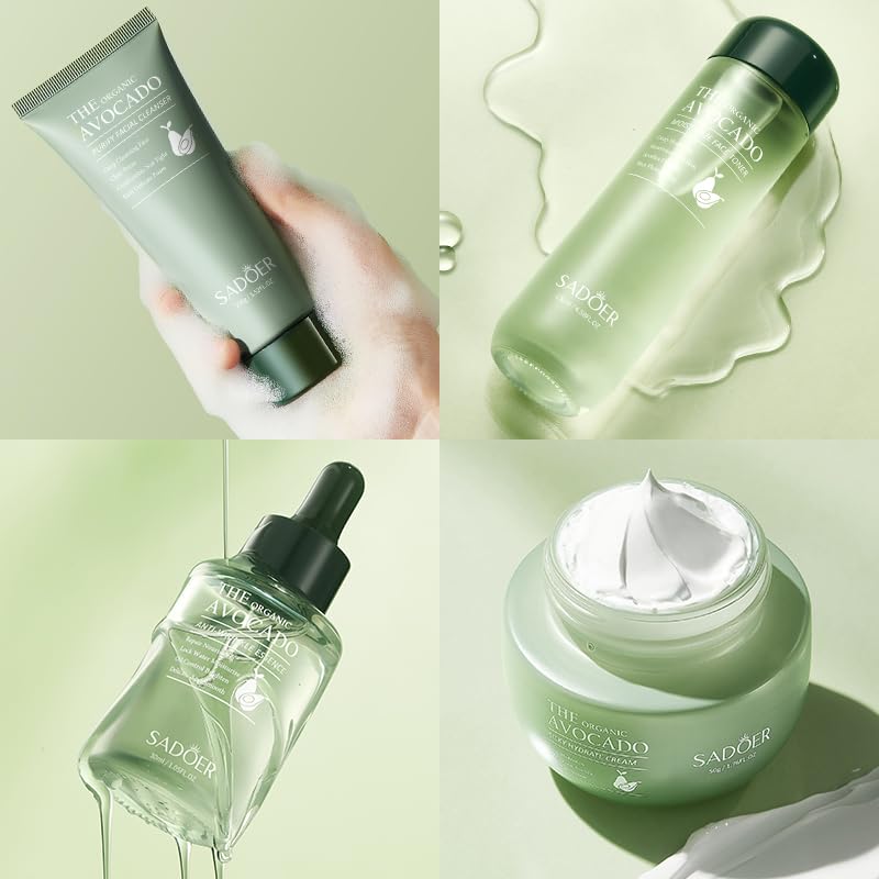 Avocado Skincare Set – 6-Piece Gift Box with Cleanser, Serum, Cream & More