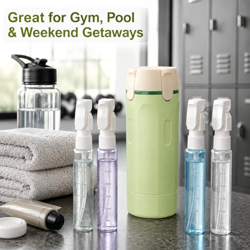 ONCIDO Green 4-in-1 Travel Dispenser Bottles, Leak-Proof Refillable Toiletry Set
