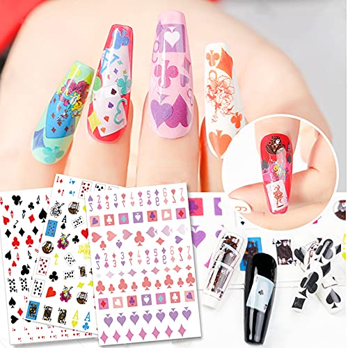 Penugo Poker Self-Adhesive Nail Art Stickers - Playing Card Pattern, Manicure Decals