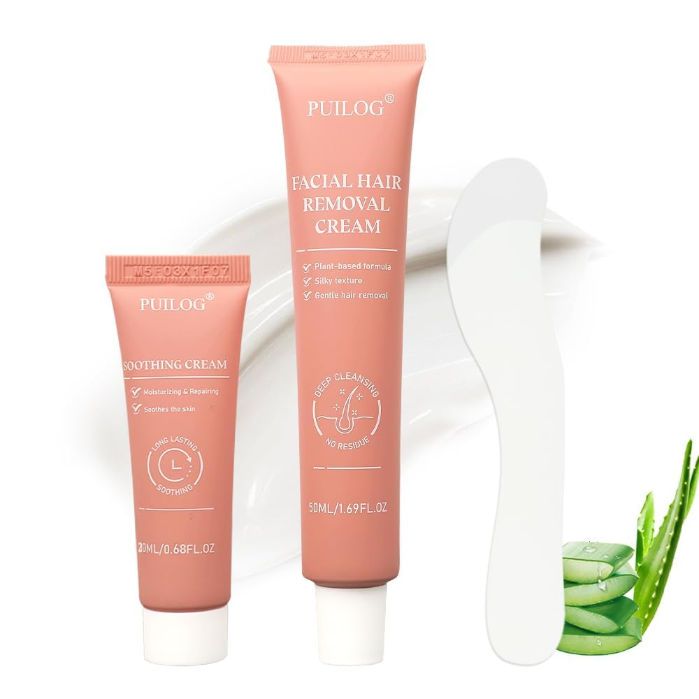 Gentle Facial Hair Removal Cream Kit for Women | Painless Depilatory Cream for Sensitive Skin - 2.37 Fl. Oz