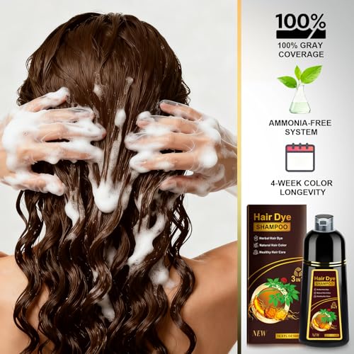 Dark Brown Hair Dye Shampoo 3-in-1 for Gray Coverage - ZIXSIRP