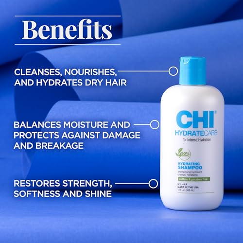 CHI HydrateCare Hydrating Shampoo 12 Fl Oz | Moisture Balance & Protection