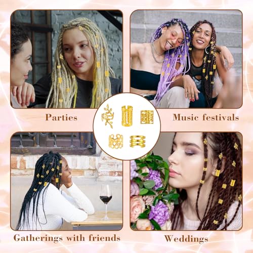 50Pcs Adjustable Metal Hair Cuffs Set for Braids & Dreadlocks