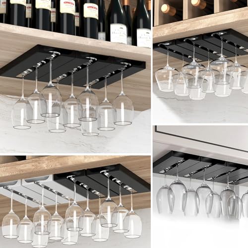DESONAUT Wine Glass Holder Rack - 2 Pcs Under Shelf Storage