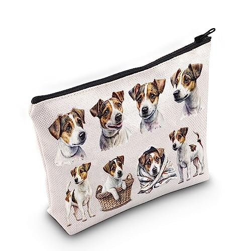 LEVO Jack Russell Cosmetic Makeup Bag - Dog Lover Gift, Travel & Toiletry Organizer