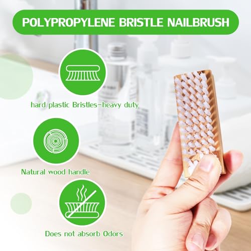SAMEBUTECO Dual-Sided Wooden Nail Brush Set - 2 Pack