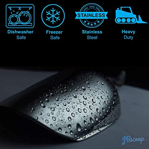 JBscoop Stainless Steel Ice Scoop - 9.4 Inch Heavy Duty Dog Food & Popcorn Scoop