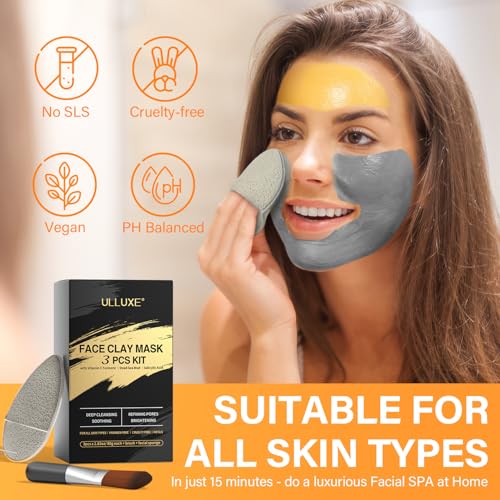 Facial Clay Mask Set - Vitamin C, Dead Sea Mud & Salicylic Acid Masks