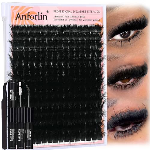 Anforlin 02-200D Lash Clusters Kit 224pcs 10-20mm D Curl Full DIY false lashes