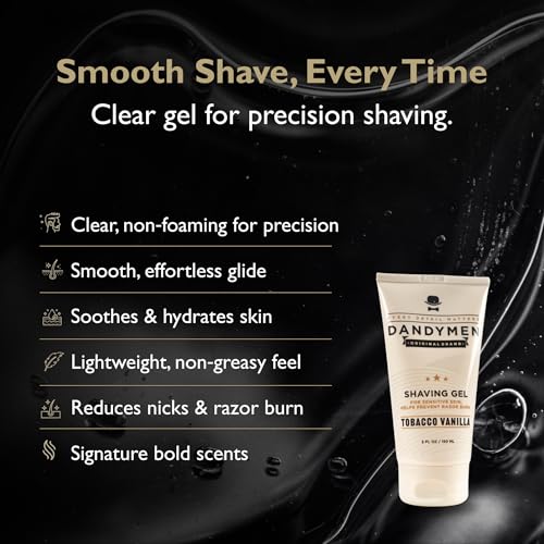 Clear Shaving Gel for Men - Tobacco Vanilla, 5 oz - Hydrating Formula for Sensitive Skin