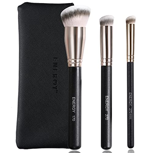 ENERGY 3-Piece Professional Makeup Brush Set with Travel Case