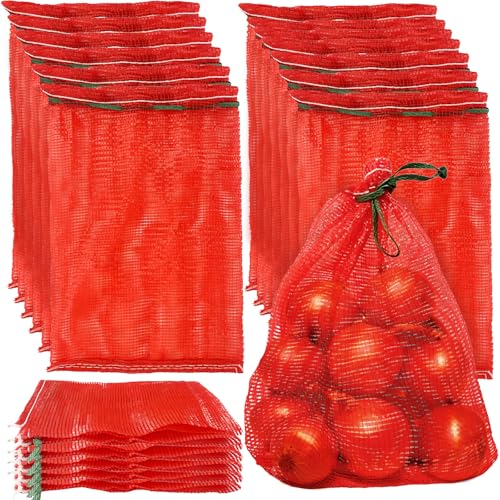 25 Pack Mesh Onion Bags - 14'' x 20'' Reusable Vegetable Storage