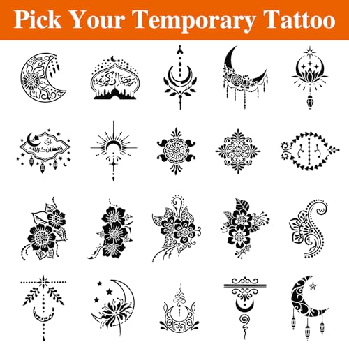 20 Sheets Temporary Tattoo Stencil Kit Mehn di Stencils for Kids Teens Adults