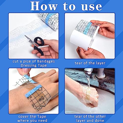 OBTANIM Transparent Waterproof Stretch Adhesive Bandage for Tattoo Care 7 x 394 Inch