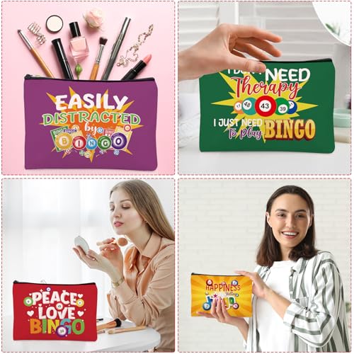 Sitsink Bingo Gifts Makeup Bag - Funny Bingo Lover Reusable Canvas Pouch, 6 Designs
