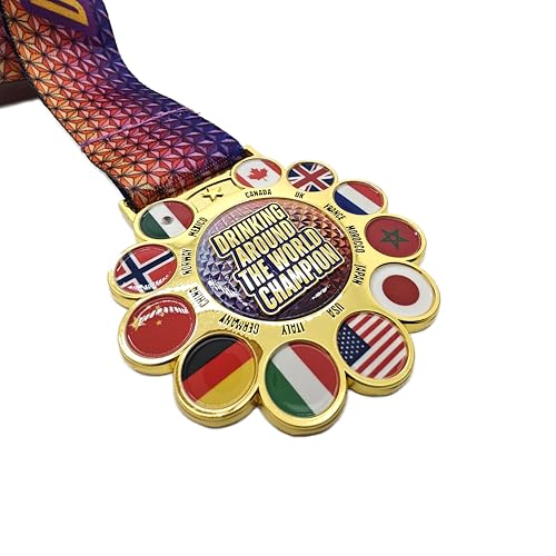 Drinking Around the World Challenge Medal with Tattoos – Epcot World Showcase Celebration