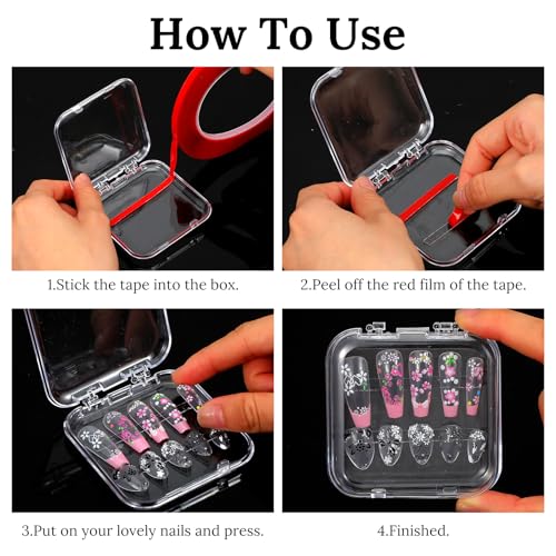40 Pcs Clear Press-on Nail Packaging Boxes with Adhesive Tape