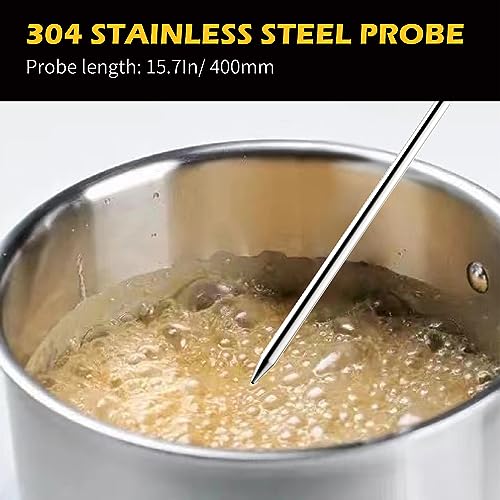Stainless Steel Deep Fry Oil Thermometer with 12" Probe & Clip