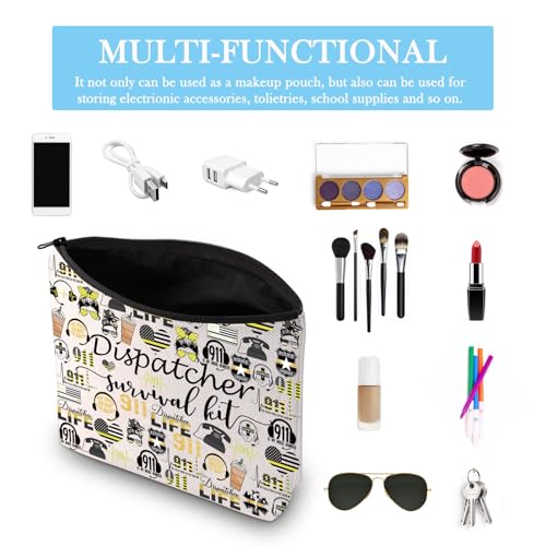 911 Dispatcher Makeup Bag - Canvas Emergency Dispatcher Gift Zipper Pouch