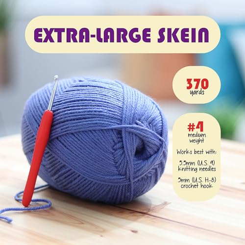 Soft Acrylic Yarn for Crocheting & Knitting - 370 Yards, Black