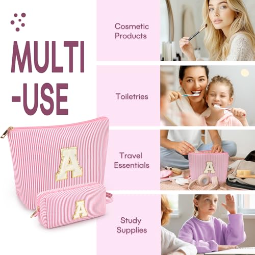 mibasies Graduation Gifts for Teen Girls Girlfriend - Mothers Day Gifts for Mom - 2PCS Gifted Box Makeup Bags - Cosmetic Bag for Travel Toiletry - Teen Girl Gifts Trendy Stuff Teacher Gift - Pink A