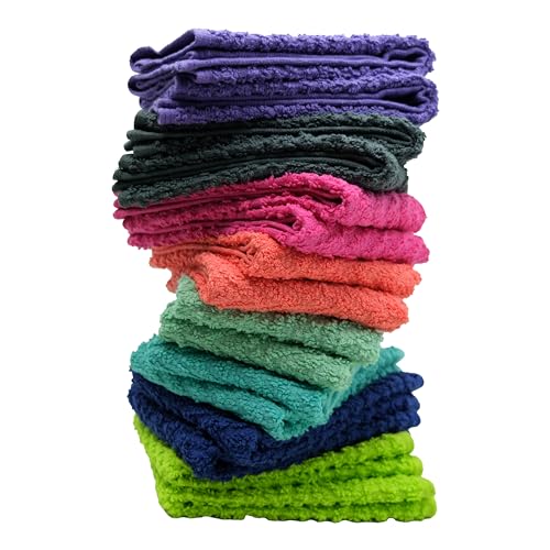 ZUPERIA Zigzag Multicolor Wash Cloths - 8 Pack, 12x12 inches