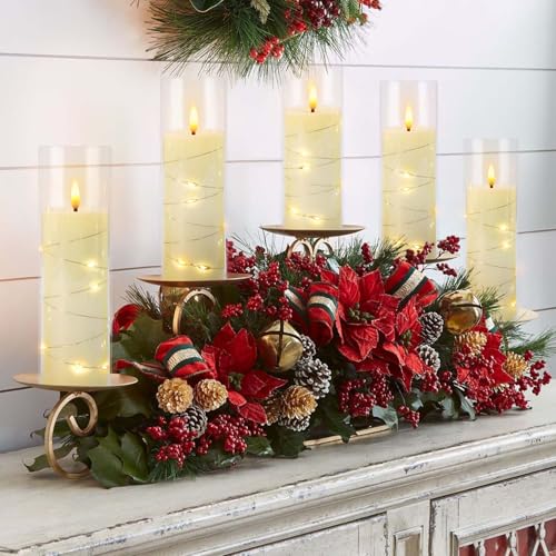 5-Pack Flameless Candles with Remote - Ivory LED Pillar Candles