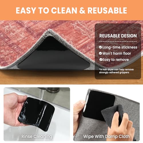 BAGAIL Non-Slip Rug Grippers, 8 Pcs Double-Sided Carpet Tape 4x4in