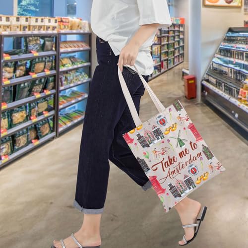 Take Amsterdam TG Travel Cosmetic Bag - Netherlands Souvenir, Waterproof Cotton Pouch