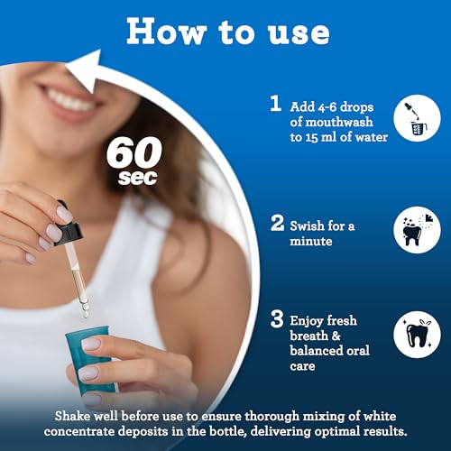 GuruNanda Concentrated Mint Mouthwash 1 Pack, Supports 300 Rinses, Fluoride-Free, Natural Essential Oils