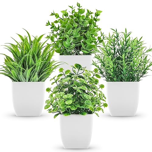 4 Pack Small Artificial Plants for Home and Bathroom Decor