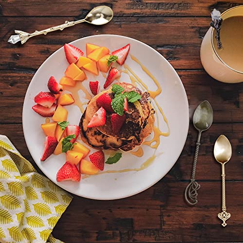 Retro Zinc Alloy Coffee Spoons - Vintage Dessert Spoon Set (16 Pcs)