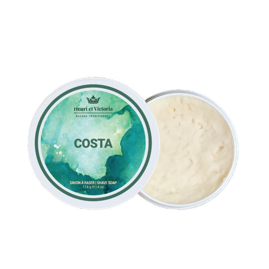 Henri et Victoria Traditional Shaving Soap For Men | Costa Fragrance | Smooth Shave, Lathers Up Nicely, Long-Lasting Scent | Canadian Made by Skilled Artisan 114 g (4 oz)