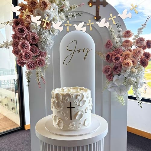 Elegant Christening Dove and Cross Banner for Religious Celebrations