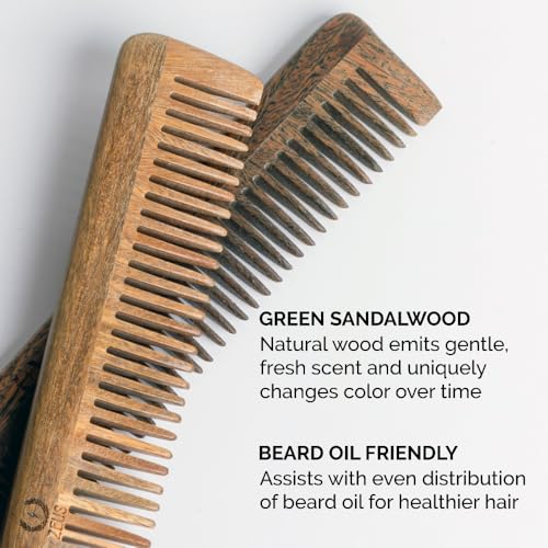 ZEUS Sandalwood Beard & Mustache Comb with Leather Case