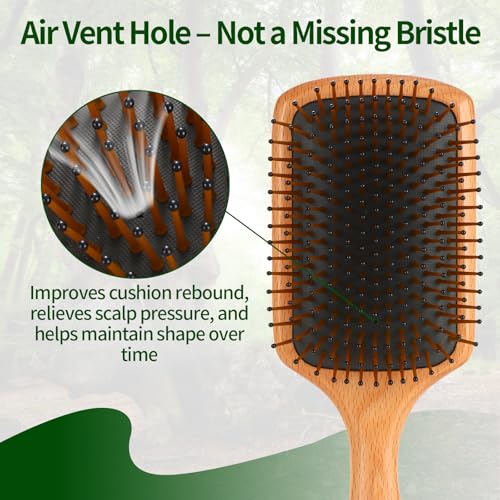 Jorplixy Wooden Paddle Hair Brush - Detangling Brush for All Hair Types