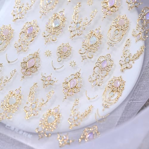 5D Gold Gemstone Nail Stickers for Elegant Nail Art Designs