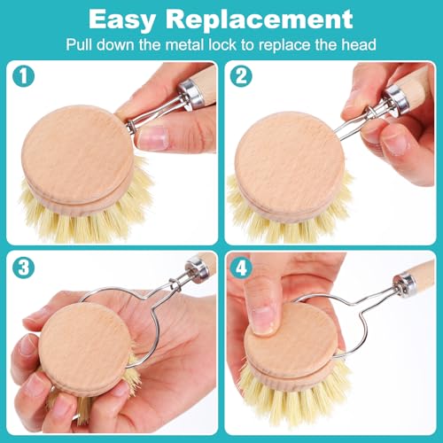 KongTiva 9-Piece Bamboo Dish Brush Set - Eco-Friendly Cleaning Tools