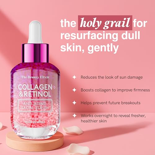 The Beauty Elixir Collagen & Retinol Serum for Face - Hydrating Anti-Aging Korean Skincare - 1.69 Fl Oz
