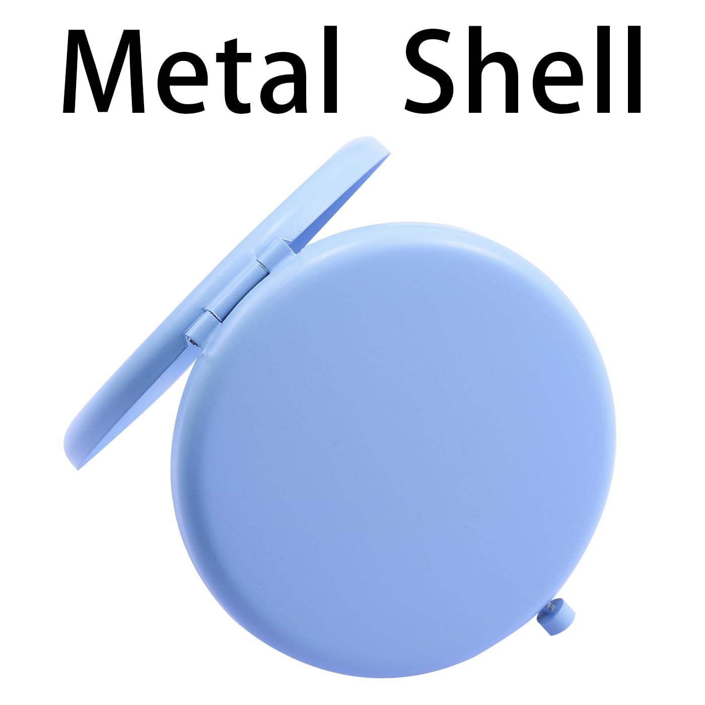 MLLXX Compact Mirror for Purse, Metal Round Shell, Double-Sided 1X/2X Magnifying, Portable Travel Makeup Mirror, Mini Pocket Mirror, Baby Blue, 4 Packs