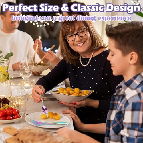 RETON 12-Piece Rainbow Dessert Forks and Spoons Set, Mini Stainless Steel Silverware