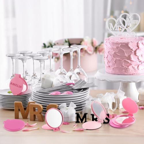 Amyhill Pink Compact Mirrors Bulk 12 Pack - Small Folding Travel Vanity Gift